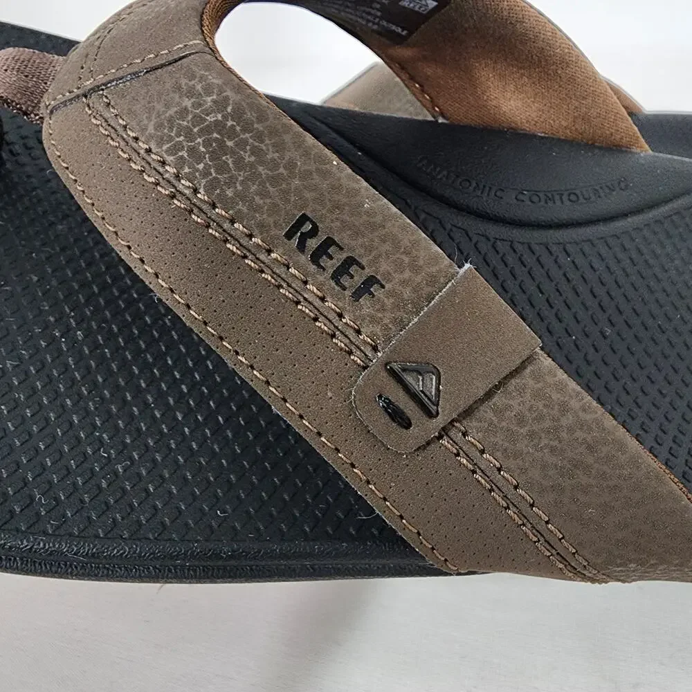 REEF Mens Cushion Spring 2.0 Flip Flop Sandals Thong Size 10 Brown Faux Leather